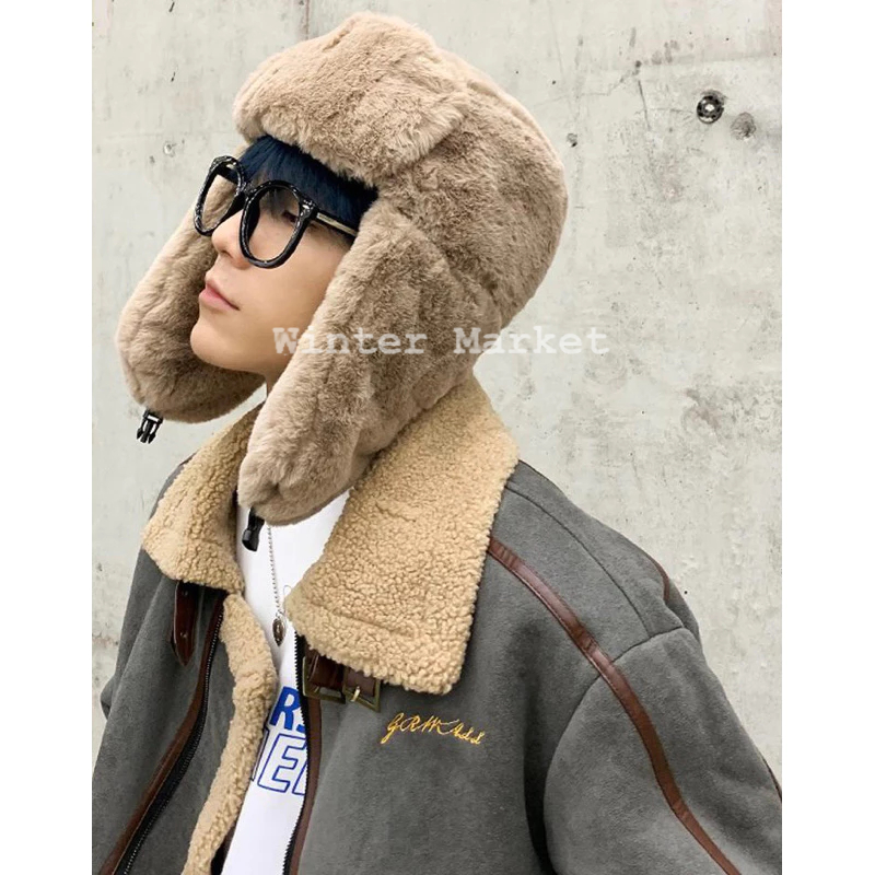 Nón Ushanka Nga nón lông nón phi công đội hai kiểu phủ lông ấm áp nón mùa đông unisex