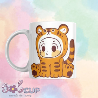Cốc Sứ Uống Nước Hình Con Vật Ngộ Nghĩnh, Ly Sứ Decor Dễ Thương Dung Tích 400ml Solcup