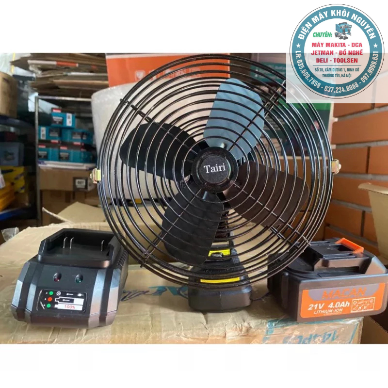 Thân quat pin đen cánh 21cm chân pin makita phổ thông 8 icnh bảo hành 6 tháng ĐIỆN MÁY KHÔI NGUYÊN