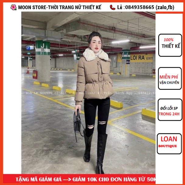 Áo phao rút eo cổ lông dáng ngắn siêu đẹp-Hàng có size [ FREE SHIP TOÀN QUỐC]