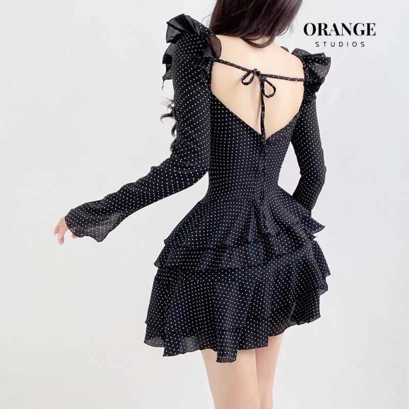 HÌNH THẬT - Fiona Dress - Đầm Thiết Kế Tay Dài Chất Liệu Vải Xô Cao Cấp