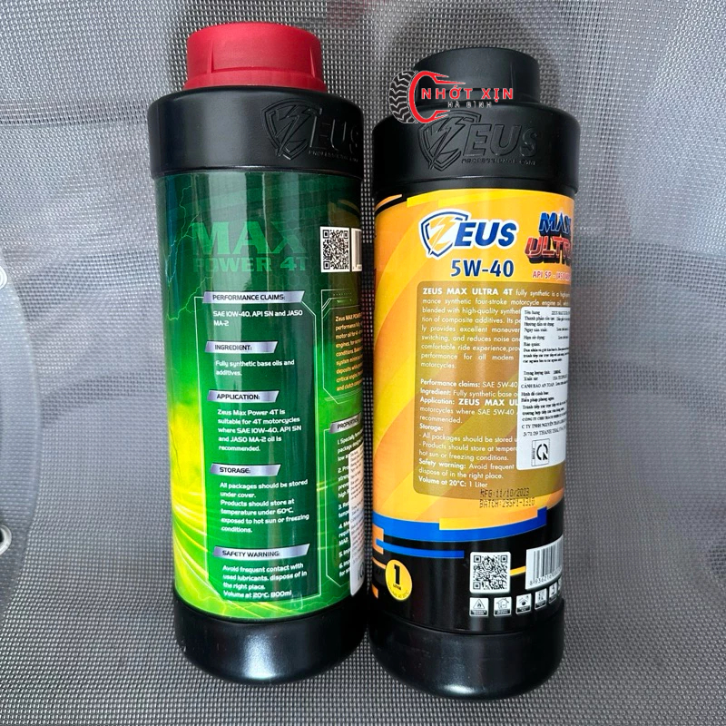 Nhớt Xe Máy Zeus Max Ultra 5w-40 Và Max Power 10w40-NHỚT XỊN HÀ BÌNH