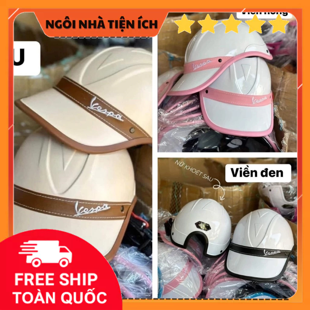 Nón Kết Lưỡi Trai Vespa, Mũ Bảo Hiểm Thời Trang - Ngoinhatienich