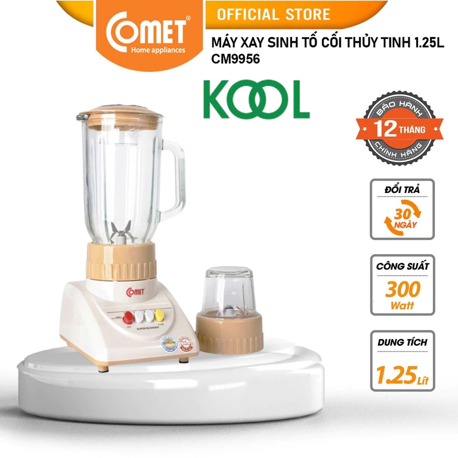 Máy xay sinh tố cối thủy tinh 1.25L Comet CM9956