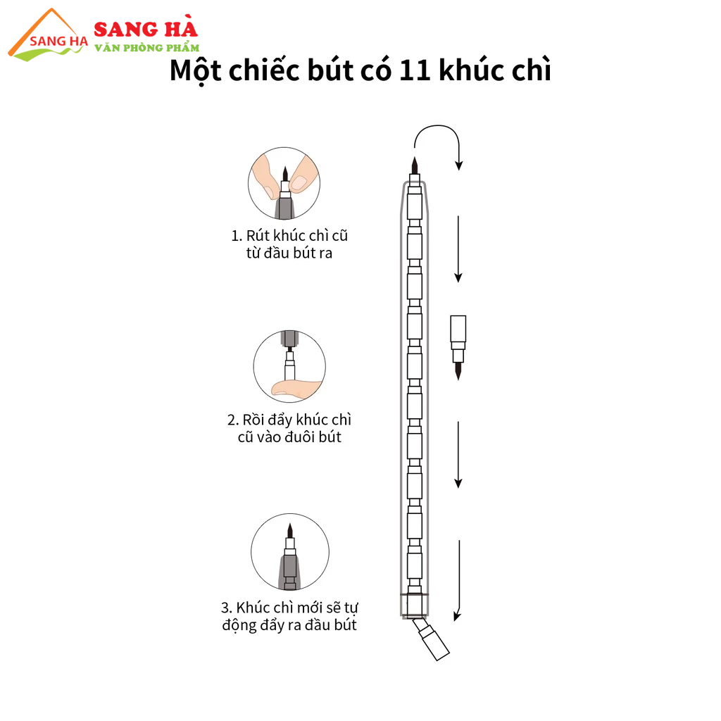 Bút chì khúc học sinh HB Deli - C095 Kèm Tẩy