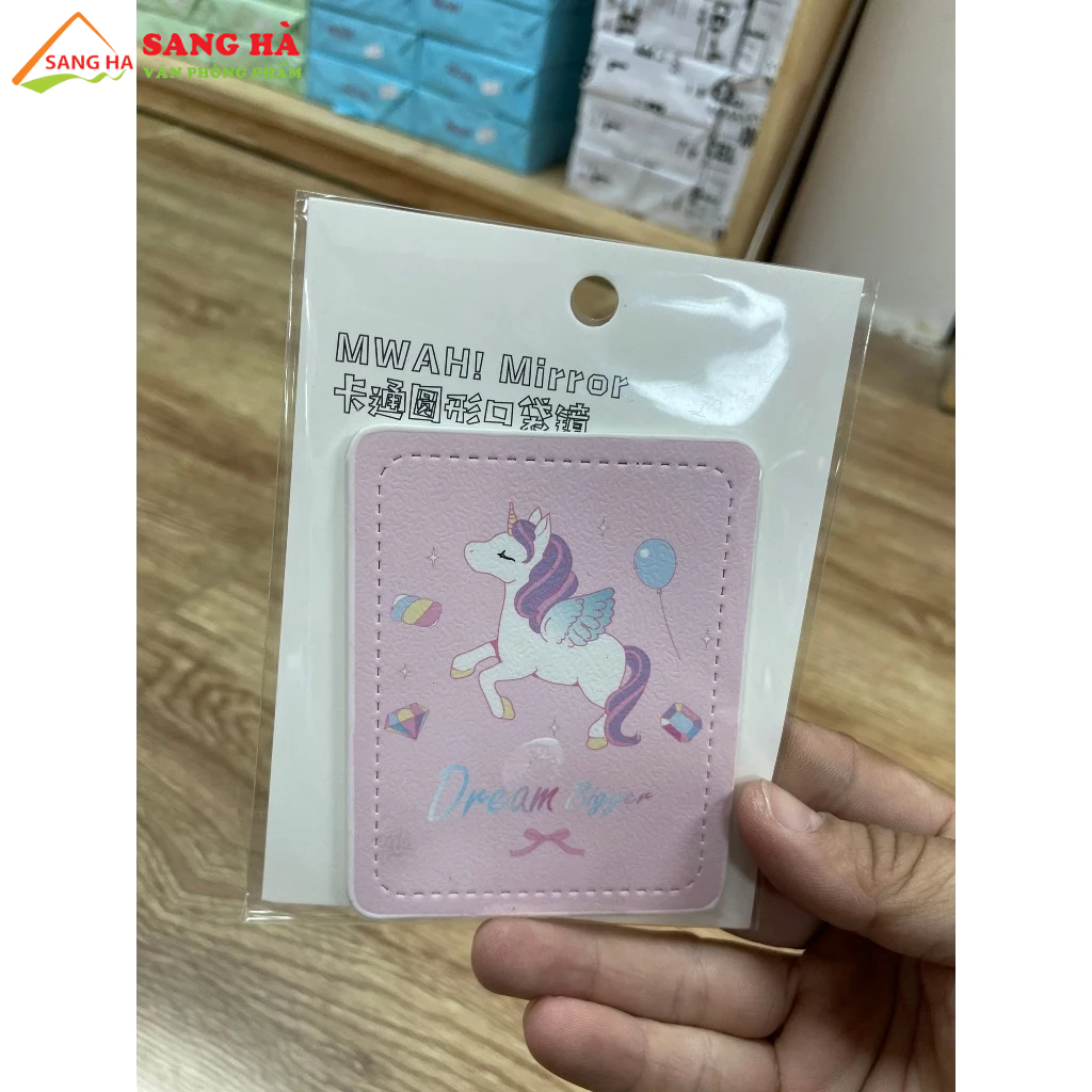 Gương vỉ da 1 mặt hình vuông mini