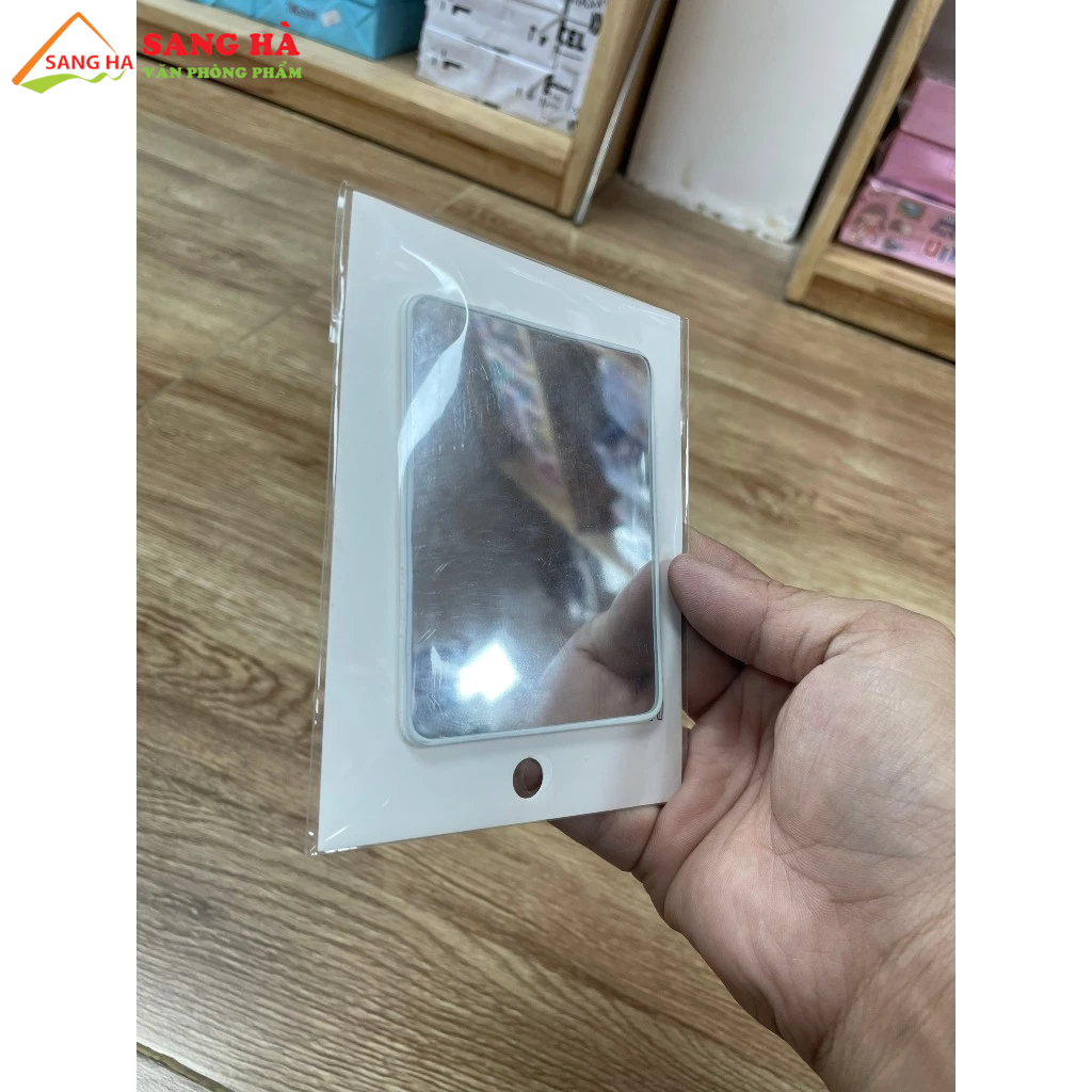 Gương vỉ da 1 mặt hình vuông mini