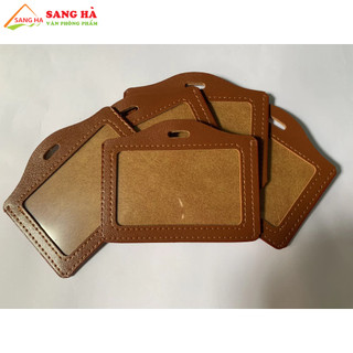 Bảng tên da ngang/đứng Nâu/Xanh dương