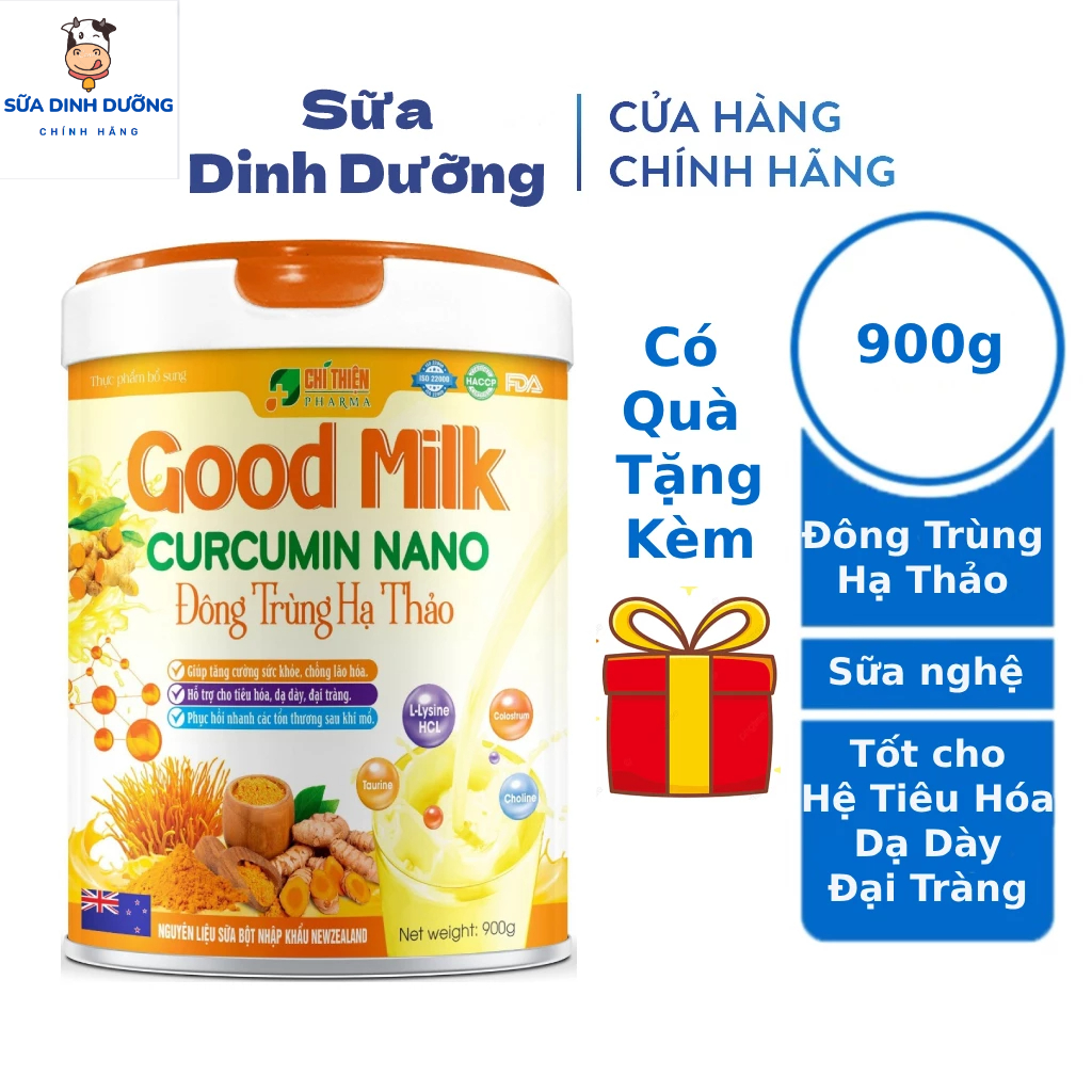 Sữa Đông Trùng Hạ Thảo, Sữa nghệ Nano Curcumin 900g dành cho người gặp vấn đề về tiêu hóa, dạ dày, đại tràng, tá tràng