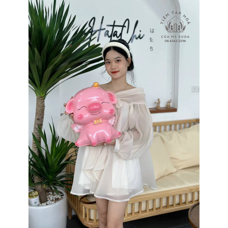 Heo đất thiên thần cánh tiên size to nhất siêu xinh trang trí decor quà tặng đáng yêu ống tiết kiệm TIỆM MẸ SODA