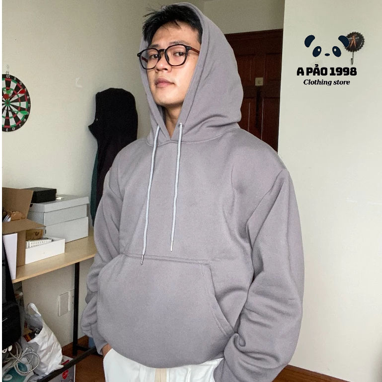 Áo Hoodie Trơn Nỉ Bông Siêu Dày Unisex Form Rộng BOXY Basic, Không Xù Lông, Áo Nỉ Trơn Hoodie Phong Cách Hàn Quốc.