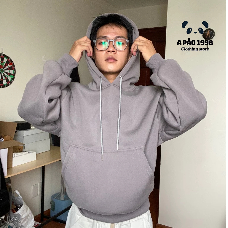 Áo Hoodie Trơn Nỉ Bông Siêu Dày Unisex Form Rộng BOXY Basic, Không Xù Lông, Áo Nỉ Trơn Hoodie Phong Cách Hàn Quốc.