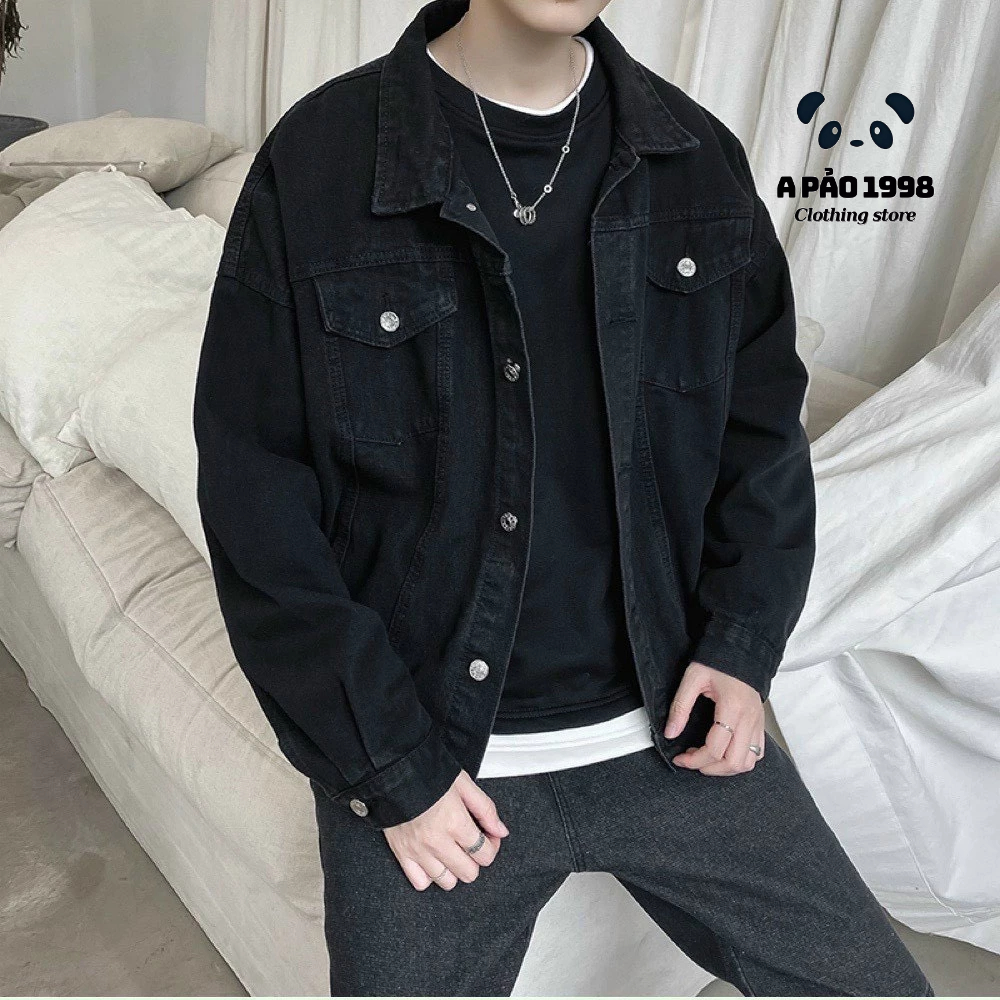Áo Khoác jean nam nữ Form Rộng, Áo khoác bò Unisex Đen, Xanh Phong Cách.