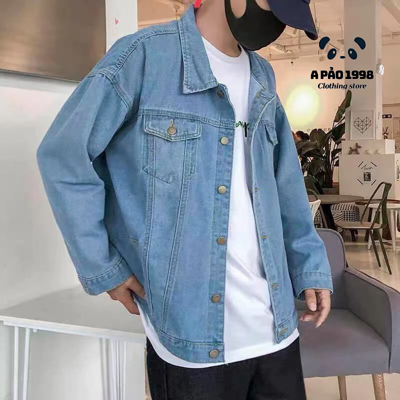 Áo Khoác jean nam nữ Form Rộng, Áo khoác bò Unisex Đen, Xanh Phong Cách.