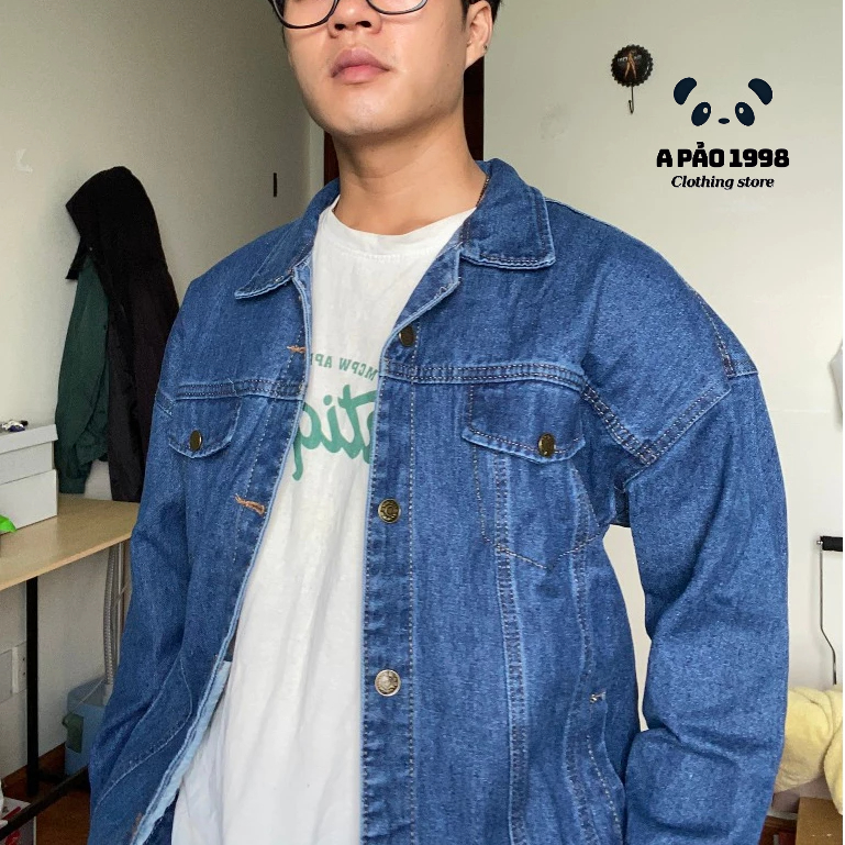 Áo Khoác jean nam nữ Form Rộng, Áo khoác bò Unisex Đen, Xanh Phong Cách.