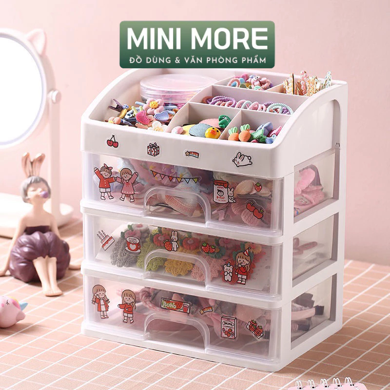 Tủ Nhựa 2/3/4 Ngăn Đựng Đồ Học Tập Đồ Trang Điểm Đa Năng Dễ Thương Để Bàn Decor