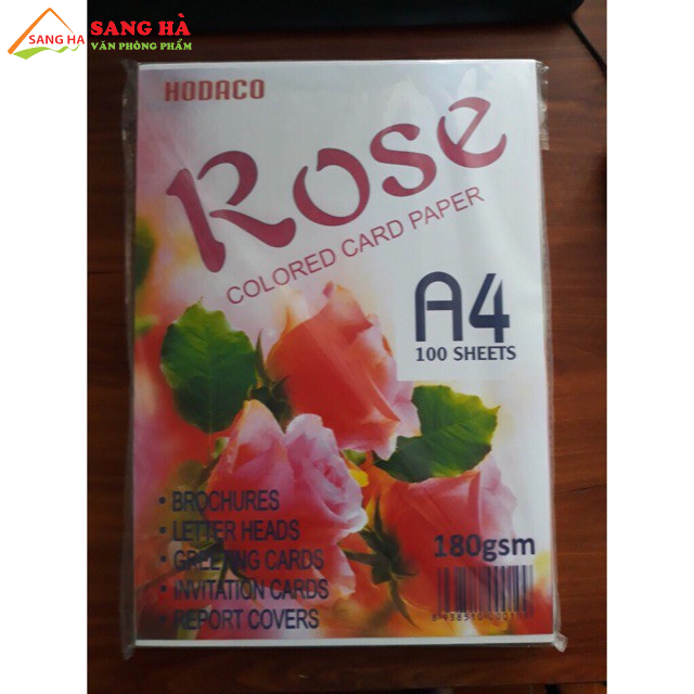 (1 Xấp) Giấy bìa màu trắng thái A4 180gsm - 100 tờ