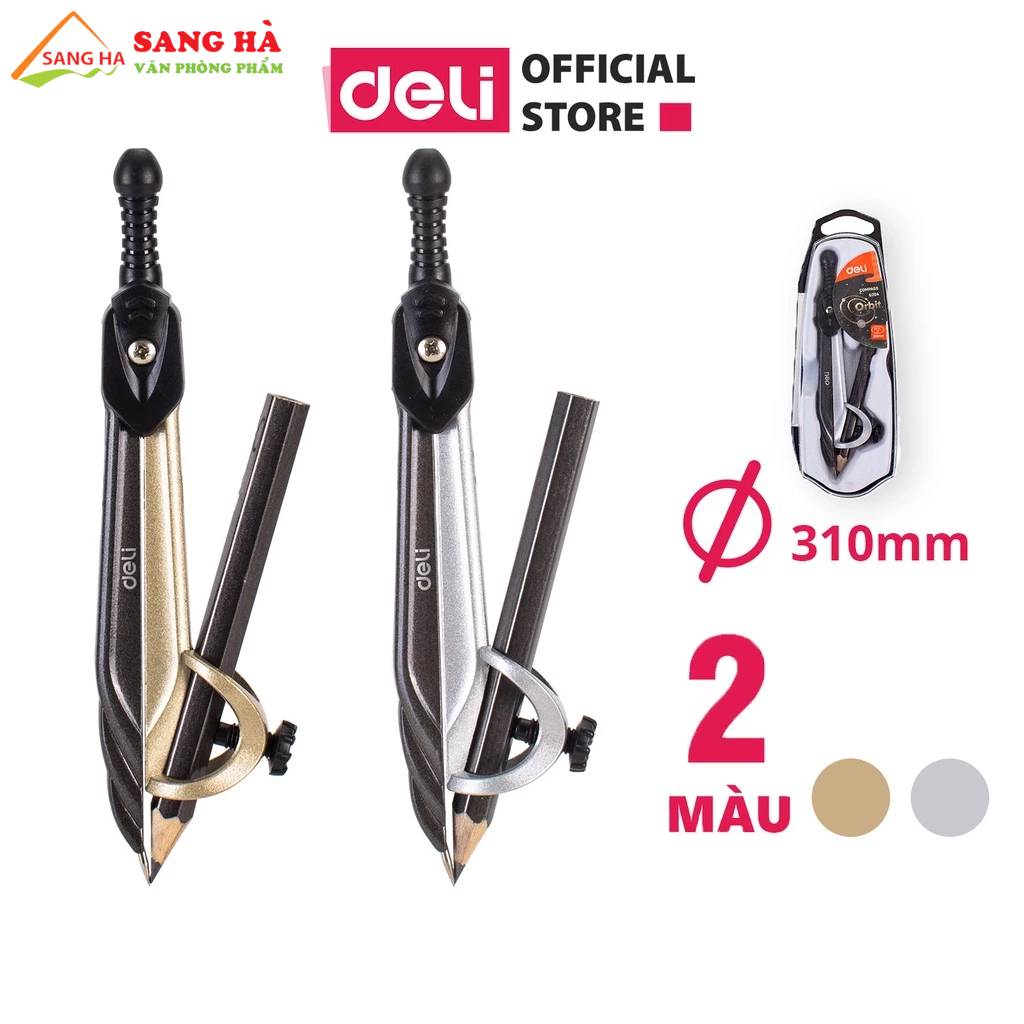 (1 Cây) Compa Deli - thân kim loại - chì cây - EG20402
