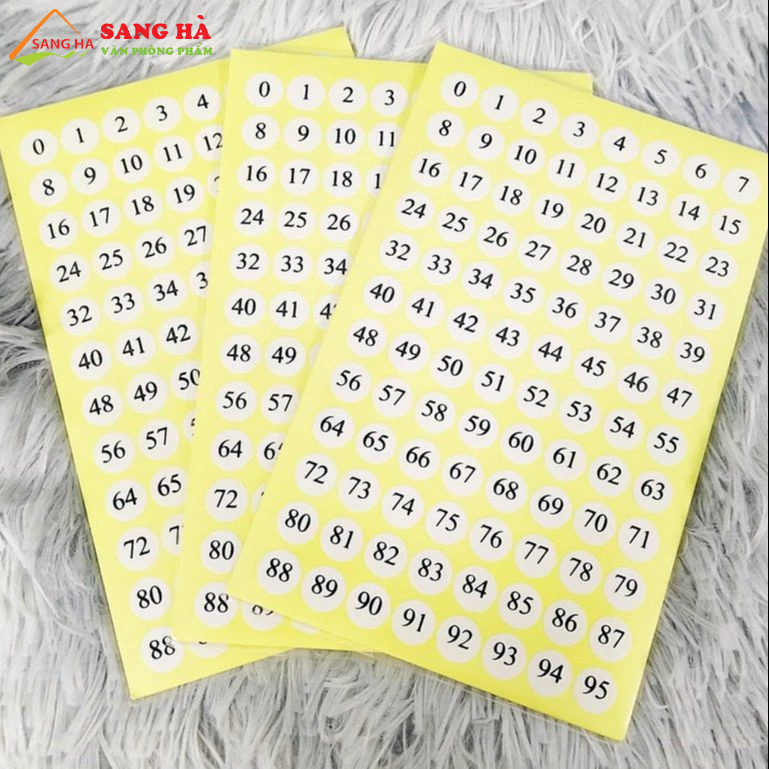 (1 Xấp) Giấy Decal Tomy Số Thứ Tự Từ 0 -> 95 - Xấp 10 Tờ