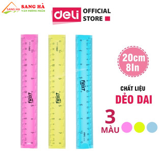Thước kẻ nhựa dẻo ecopvc 20cm deli - e6208