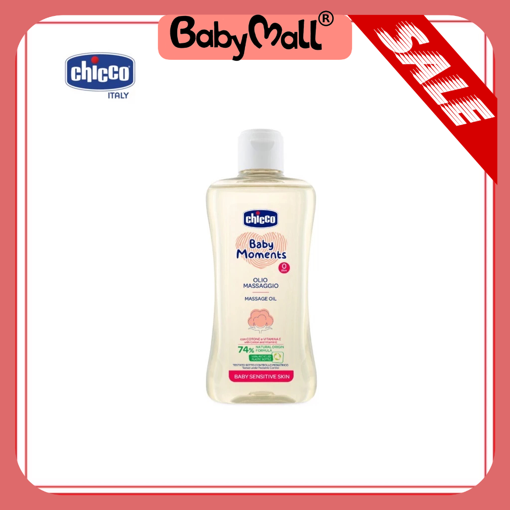Dầu massage chiết xuất hạt bông 0M+ Chicco 200ml - 117283