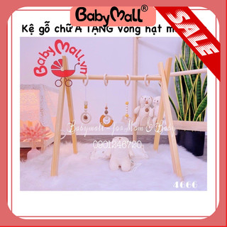 Kệ chữ A gỗ thông KÈM ĐỒ CHƠI - Đồ chơi vận động cho bé sơ sinh BABYMALL