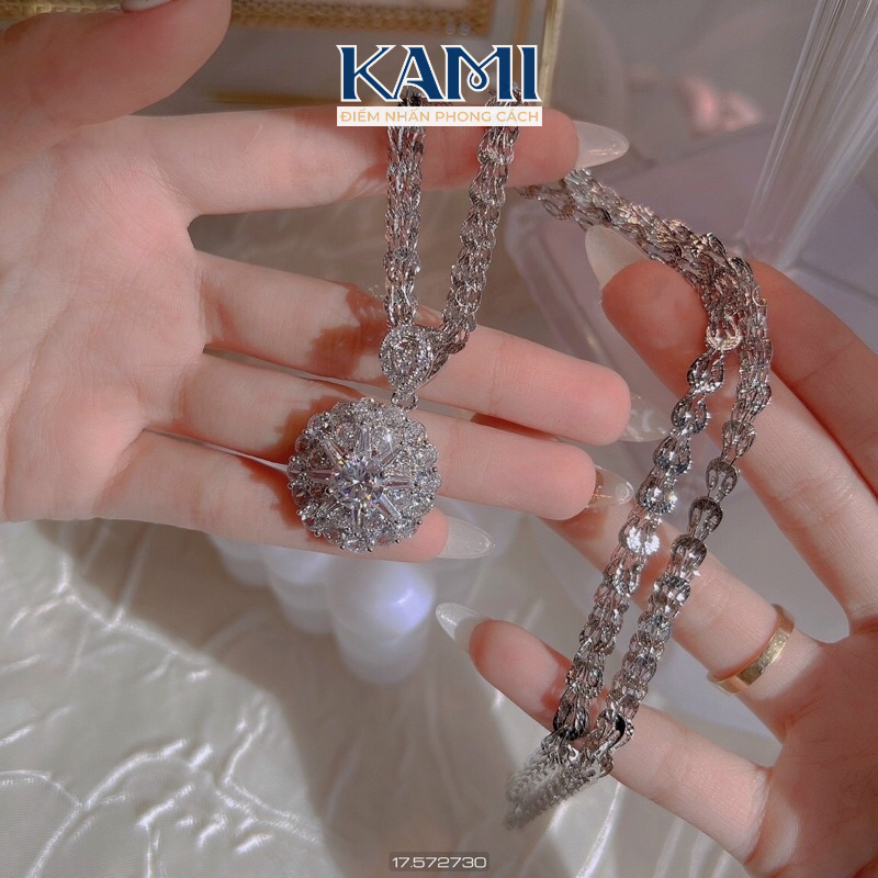Dây chuyền đuôi phụng kèm mặt xi bạch kim siêu sáng siêu bền Kami