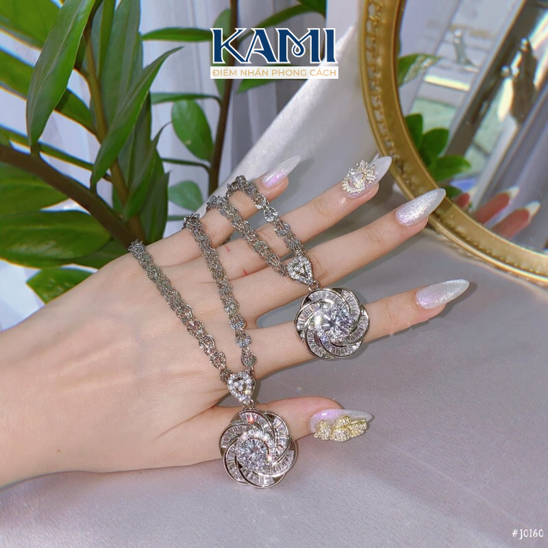 Dây chuyền đuôi phụng kèm mặt xi bạch kim siêu sáng siêu bền Kami