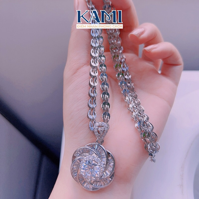 Dây chuyền đuôi phụng kèm mặt xi bạch kim siêu sáng siêu bền Kami