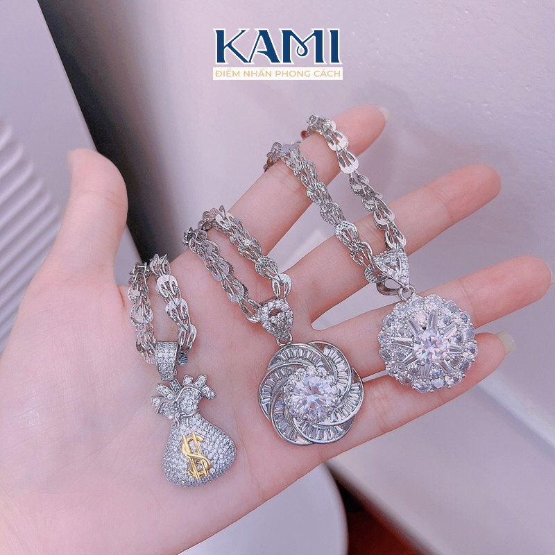 Dây chuyền đuôi phụng kèm mặt xi bạch kim siêu sáng siêu bền Kami