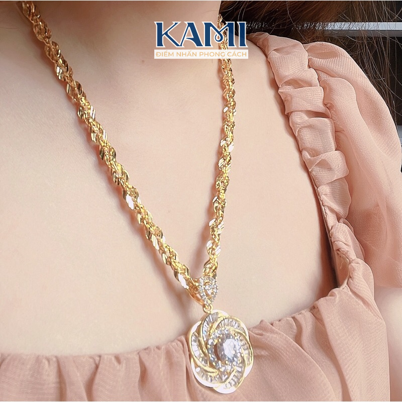 Dây chuyền xoắn hoa mai mạ vàng kèm mặt dây chuyền MV57