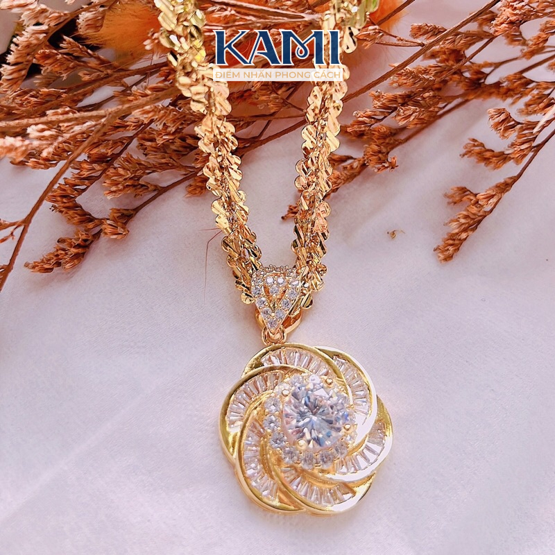 Dây chuyền xoắn hoa mai mạ vàng kèm mặt dây chuyền MV57