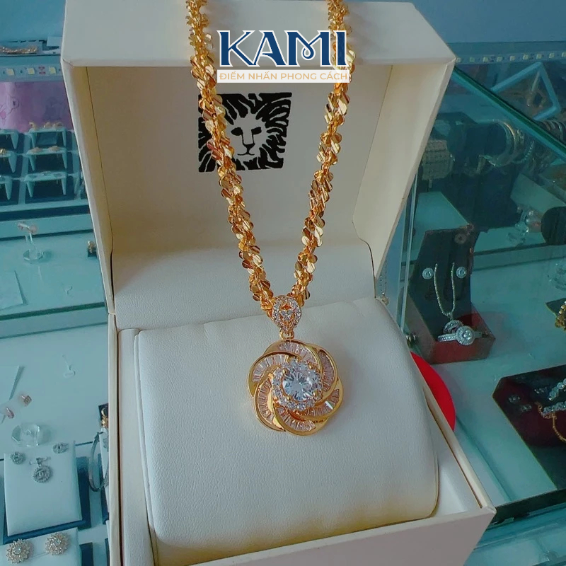 Dây chuyền xoắn hoa mai mạ vàng kèm mặt dây chuyền MV57
