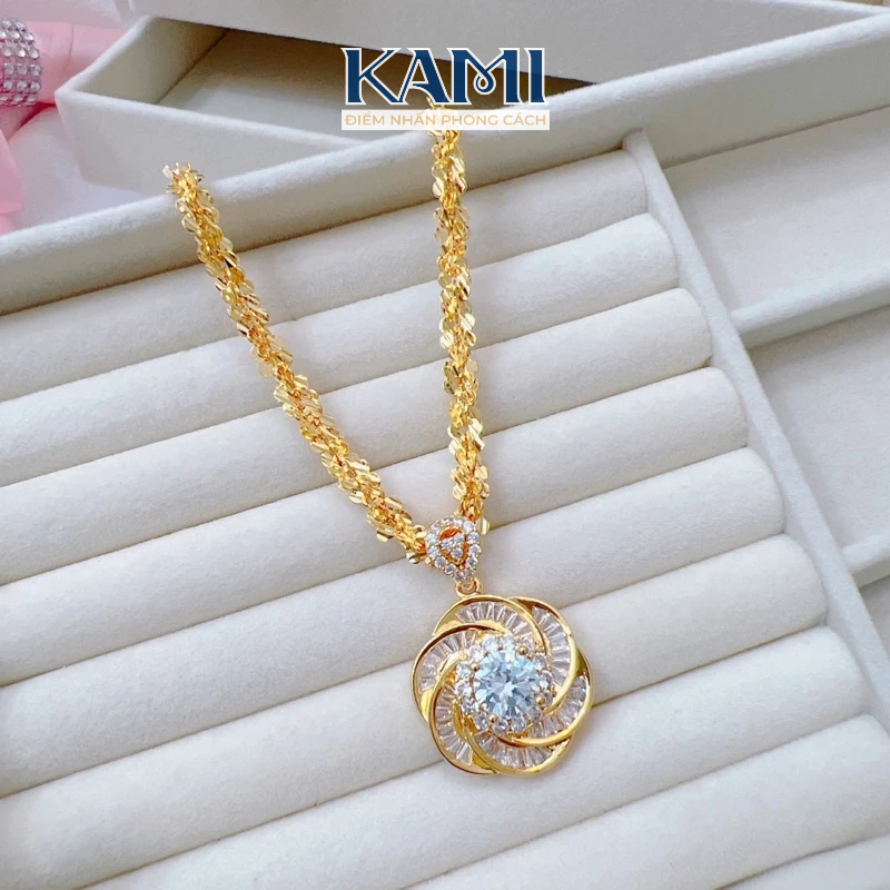 Dây chuyền xoắn hoa mai mạ vàng kèm mặt dây chuyền MV57