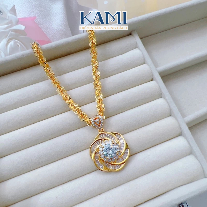 Dây chuyền xoắn hoa mai mạ vàng kèm mặt dây chuyền MV57