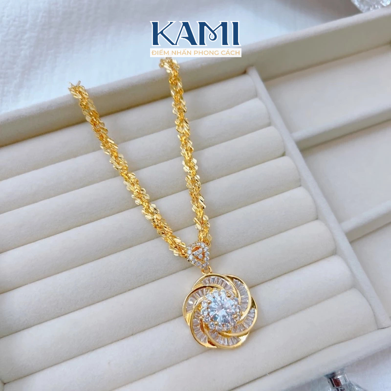 Dây chuyền xoắn hoa mai mạ vàng kèm mặt dây chuyền MV57