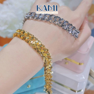 Lắc tay xích chạm sáng mới khoá hộp khắc ký hiệu Kami trang sức sỉ