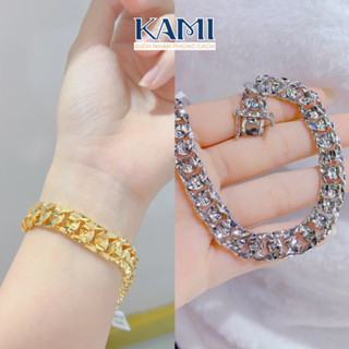 Lắc tay xích chạm khoá hộp khắc số 18k bản nhỏ Kami có size nam nữ