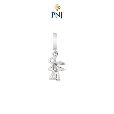Hạt Charm Bạc đính đá CZ PNJSilver cành hoa hồng