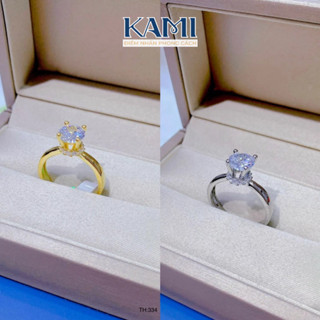  Nhẫn nữ hột nhí xung quanh đá chủ đá cz nhân tạo siêu sáng Kami trang sức sỉ 