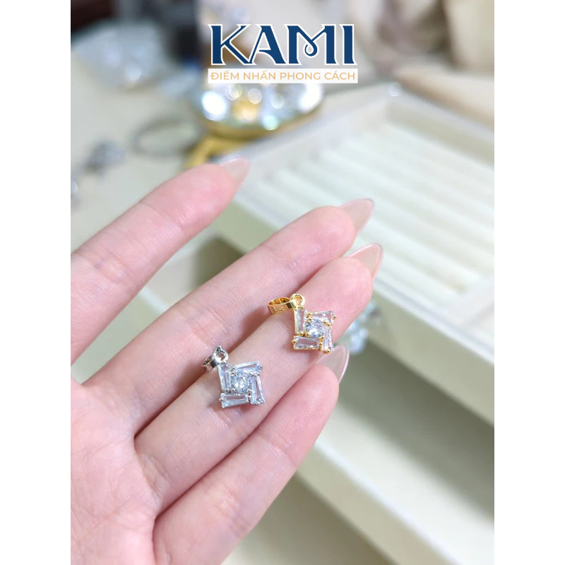 Dây chuyền mì kèm mặt thoi đá baguet siêu sáng Kami trang sức cao cấp