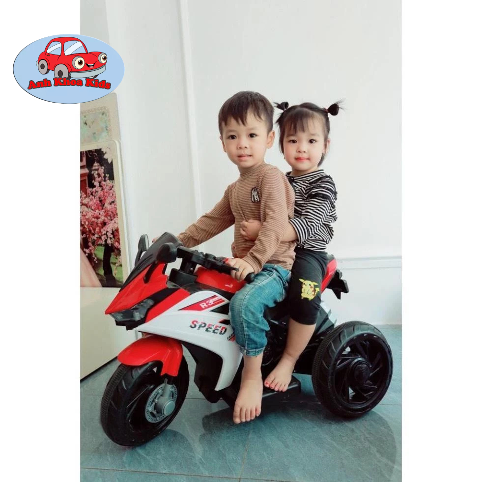 Xe máy điện trẻ em, xe moto điện r3 cho bé phân khối lớn 2 màu BBT Global BBT