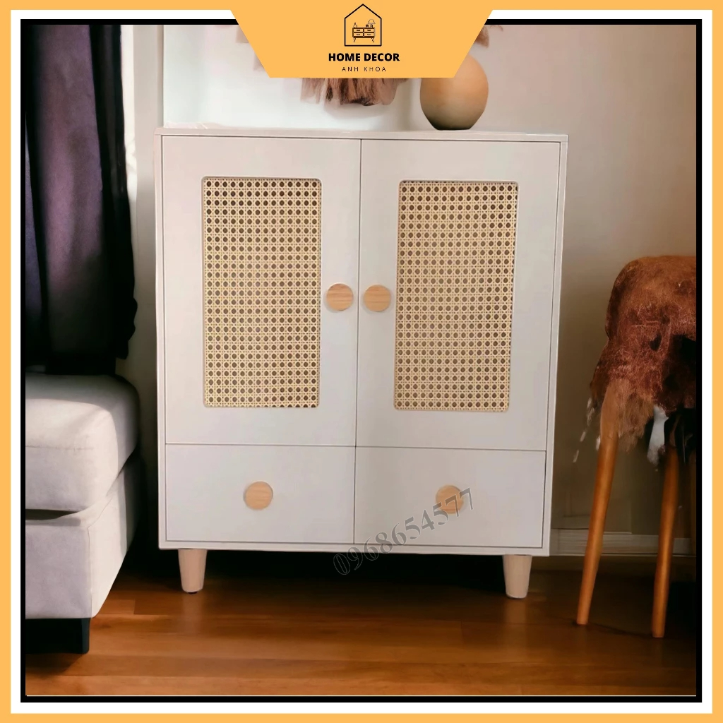 Tủ quần áo cho bé kết hợp cánh mây có 2 ngăn kéo chắc chắn an toàn dễ thương gỗ MDF 15mm ảnh shop tự chụp
