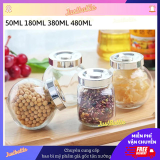 Hũ Thủy Tinh Nghiêng Bảo Quản Thực Phẩm Miệng Rộng Có Nắp Vặn Đậy 50Ml 180Ml 380Ml 480Ml Đựng Gia Vị