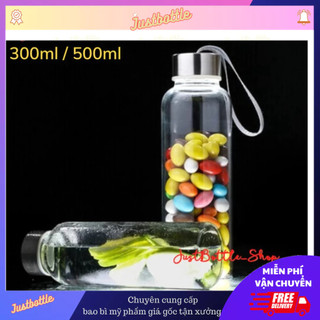 Bình Thủy Tinh Đựng Nước 150Ml 500Ml 300Ml 750Ml Dây Xách / Nắp Nhôm Chống Tràn Đẹp Chịu Nhiệt Lọ Thủy Tinh Bỏ Tủ Lạnh