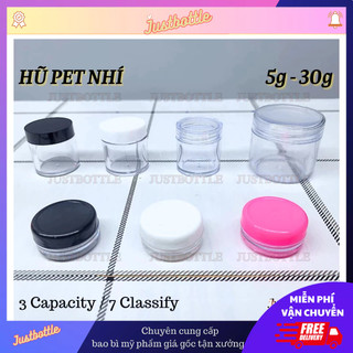 Hũ Nhựa Tròn Chiết Mỹ Phẩm 5Gr 10Gr 30Gr Có Nắp Trong Suốt Đen Trắng Hồng🏅 Hủ Nhỏ Cứng Mini Bằng Mica Arcylic Giá Sỉ Rẻ