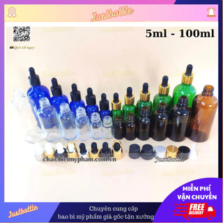 Lọ Chiết Serum Bóp Nhỏ Giọt Trong Nâu Xanh Lá 5Ml 10Ml 15Ml 20Ml 30Ml 50Ml 100Ml/Chai Tinh Dầu Thủy Tinh Đựng Mỹ Phẩm