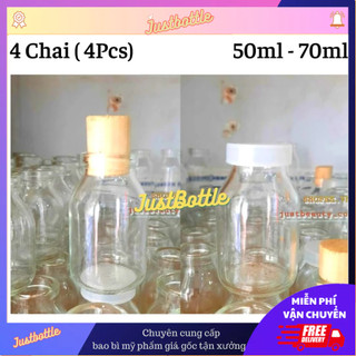 4 Chai Thủy Tinh Nút Bần Nắp Nhựa Nhỏ Giá Rẻ - Vỏ Chai Lọ Thủy Tinh Mini Nắp Gỗ
