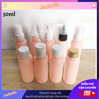Lọ Chiết Mỹ Phẩm Nhựa Hồng 50Ml Giá Rẻ - Vỏ Chai Pet Dạng Vòi Nhấn Xịt Nhỏ Giọt Nắp Bật Nhọn Nhôm