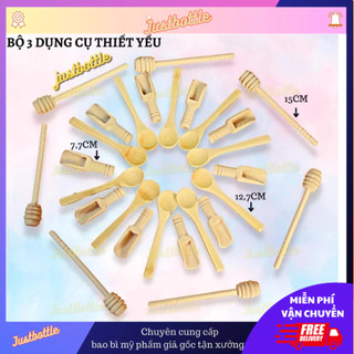 Que Gỗ Khuấy Mật Ong - Thìa Muỗng Gỗ Múc Xúc Thực Phẩm Hạt - Bộ 3 Dụng Cụ Thông Dụng Nhà Bếp